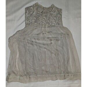 H. Trend Silk And Lace Sleeveless Top Size Small Sheer Flowy Made In Italy
